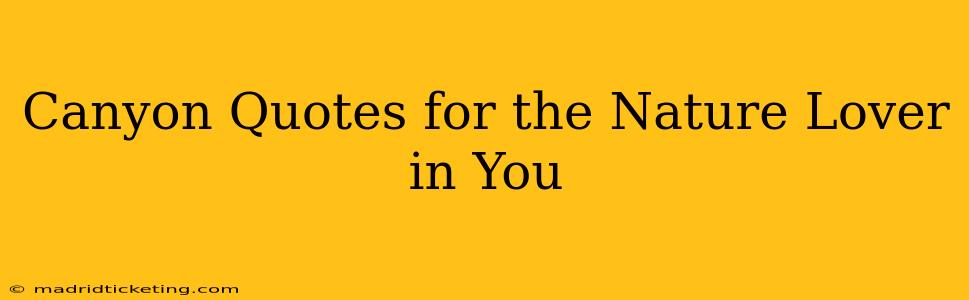 Canyon Quotes for the Nature Lover in You