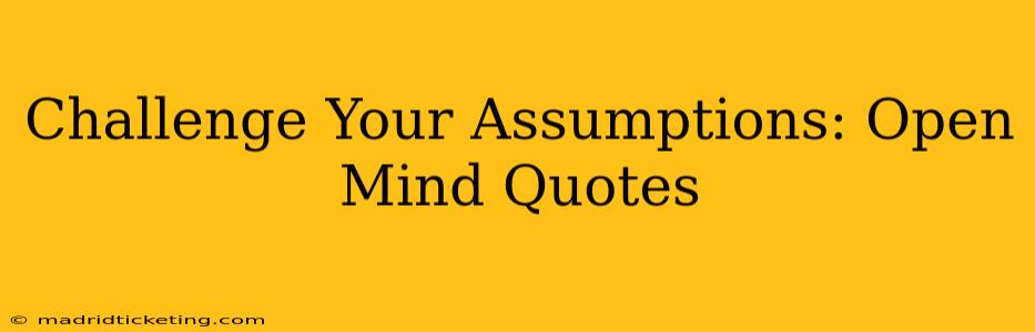 Challenge Your Assumptions: Open Mind Quotes