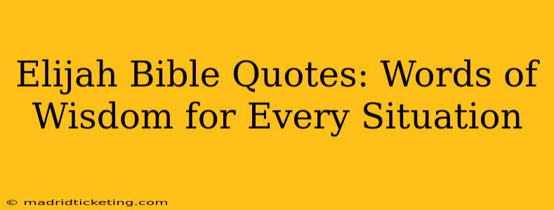 Elijah Bible Quotes: Words of Wisdom for Every Situation