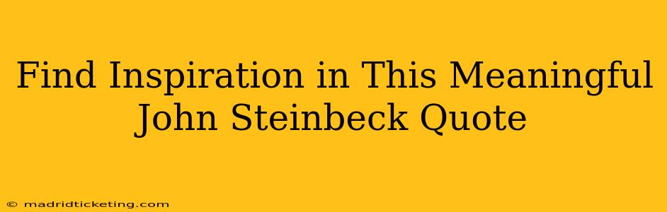 Find Inspiration in This Meaningful John Steinbeck Quote