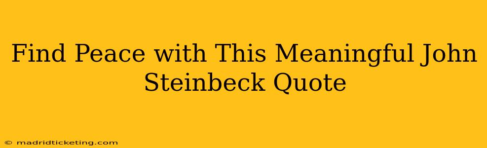 Find Peace with This Meaningful John Steinbeck Quote
