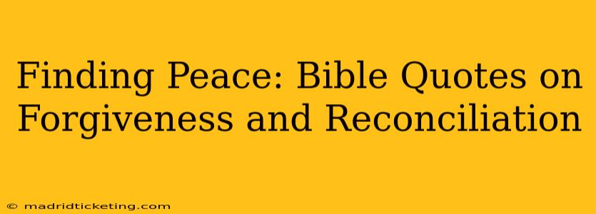 Finding Peace: Bible Quotes on Forgiveness and Reconciliation