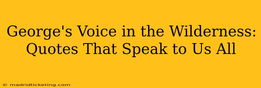 George's Voice in the Wilderness: Quotes That Speak to Us All