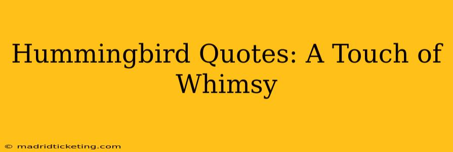 Hummingbird Quotes: A Touch of Whimsy