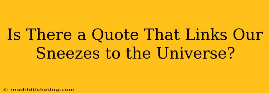 Is There a Quote That Links Our Sneezes to the Universe?
