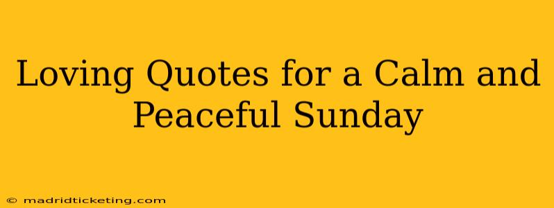 Loving Quotes for a Calm and Peaceful Sunday