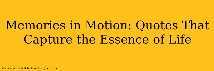 Memories in Motion: Quotes That Capture the Essence of Life