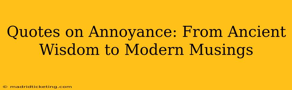 Quotes on Annoyance: From Ancient Wisdom to Modern Musings