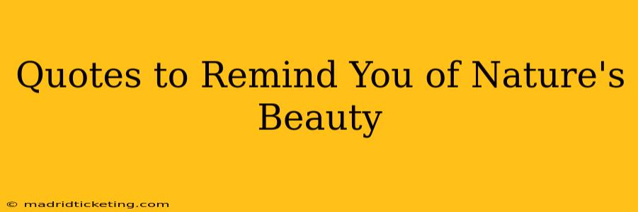 Quotes to Remind You of Nature's Beauty