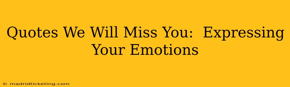 Quotes We Will Miss You:  Expressing Your Emotions