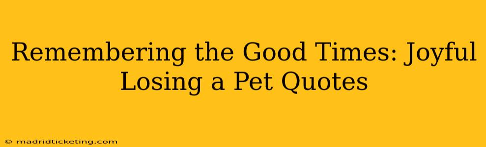 Remembering the Good Times: Joyful Losing a Pet Quotes
