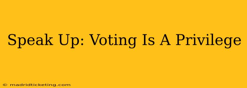 Speak Up: Voting Is A Privilege