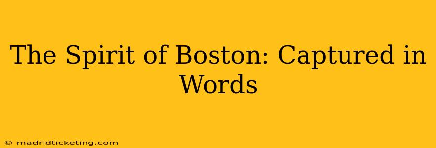 The Spirit of Boston: Captured in Words