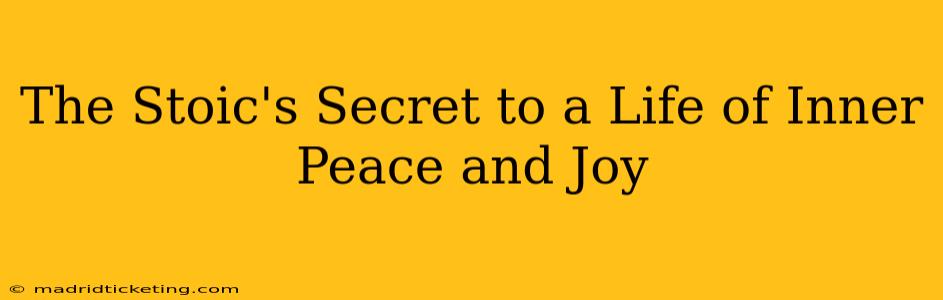 The Stoic's Secret to a Life of Inner Peace and Joy