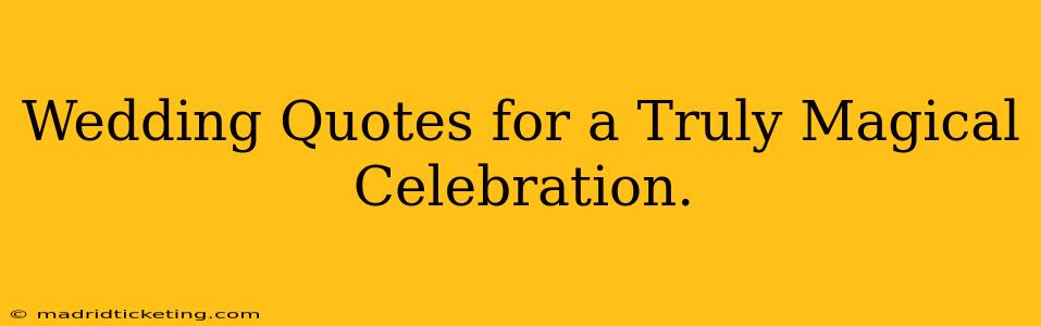 Wedding Quotes for a Truly Magical Celebration.